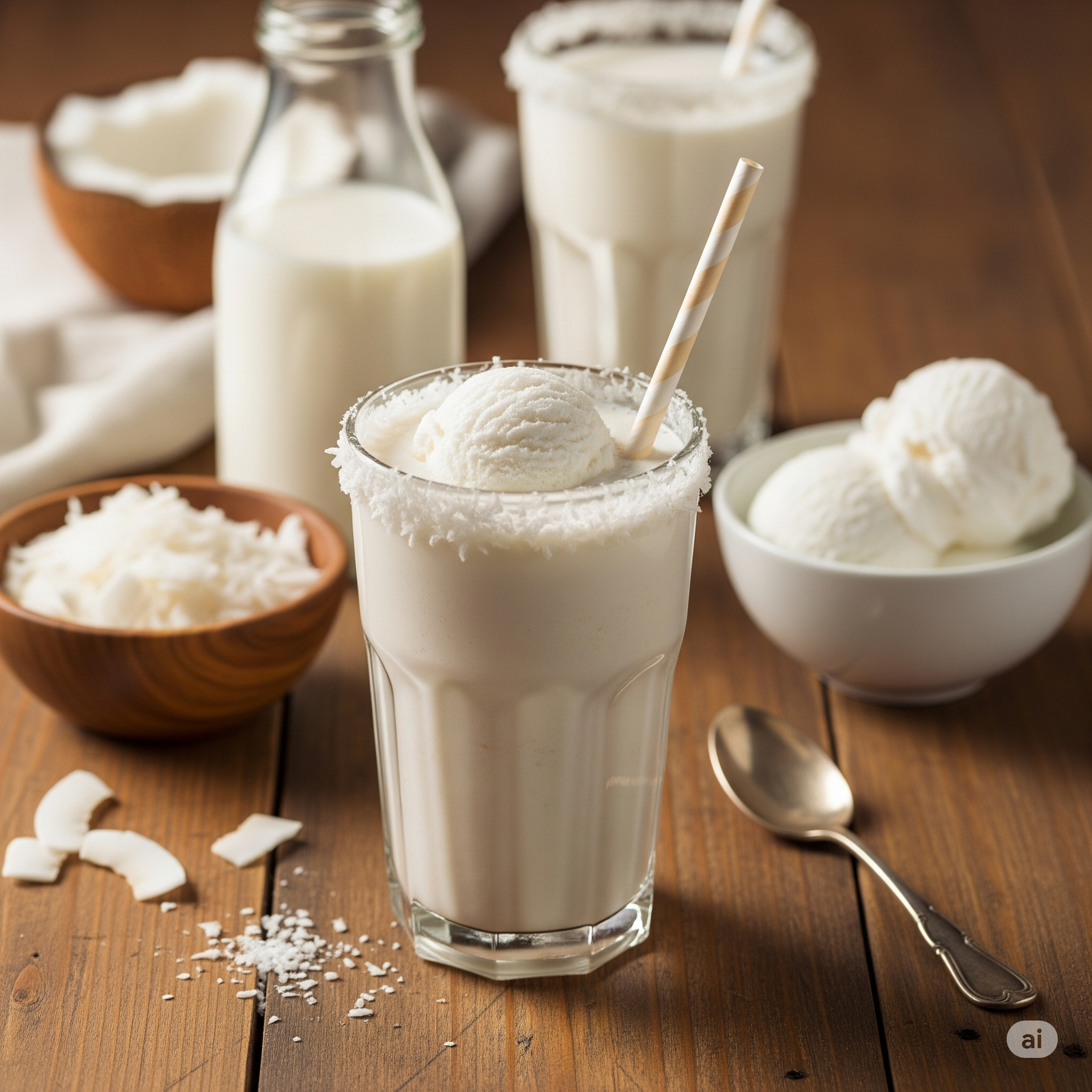 Milkshake de Coco Cremoso: Uma Explosão Tropical em Cada Gole